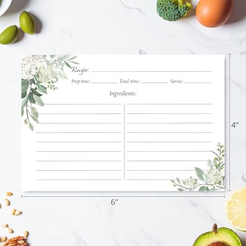 Oaken Leaford Floral ​​Recipe Cards 4x6​​ – 60-Pack Double-Sided ​​Blank Recipe Cards​​ for ​​Bridal Shower​​, Wedding, or Kitchen (GreenFlower) - Image 3