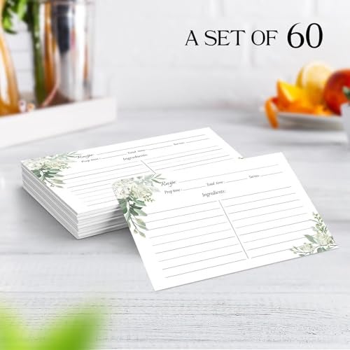 Oaken Leaford Floral ​​Recipe Cards 4x6​​ – 60-Pack Double-Sided ​​Blank Recipe Cards​​ for ​​Bridal Shower​​, Wedding, or Kitchen (GreenFlower) - Image 5