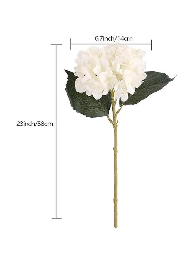 هوكور 6 قطع من زهور الكوبية الاصطناعية البيضاء من دوركو، زهور الكوبية الصناعية مع سيقان ورؤوس كاملة من الحرير لباقة الزفاف وديكور الحفلات المنزلية وتنسيقات الزهور - Image 3