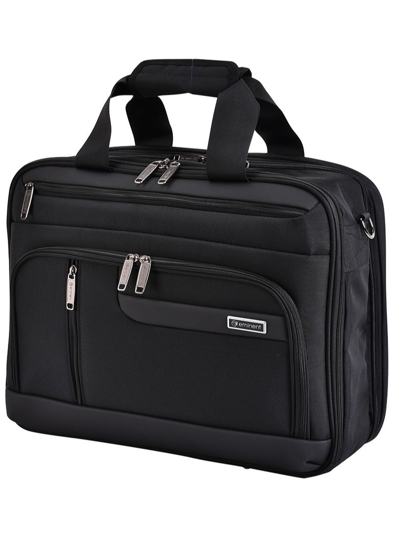 eminent Premium 17 inch Shoulder Laptop Bag Polyester Light Weight 180° Opening Business Laptop Case for Men Women on Travel Business V368B Black  - Image 1