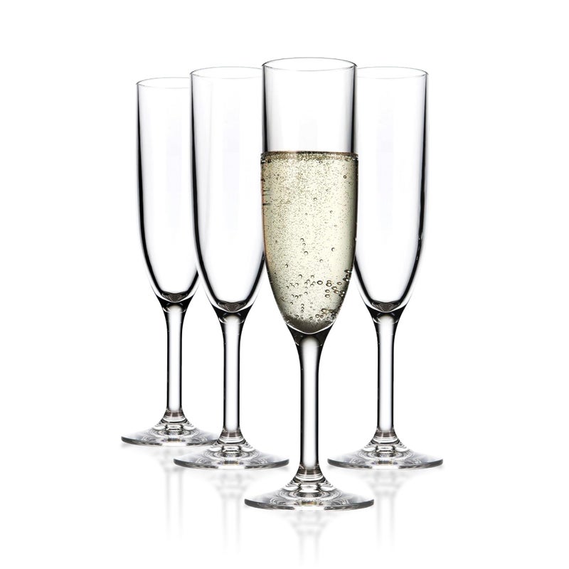 Drinique Unbreakable Champagne Flutes (Set of 4) 6oz Classic Shatterproof, Reusable, Champagne Glass - Clear - Image 1