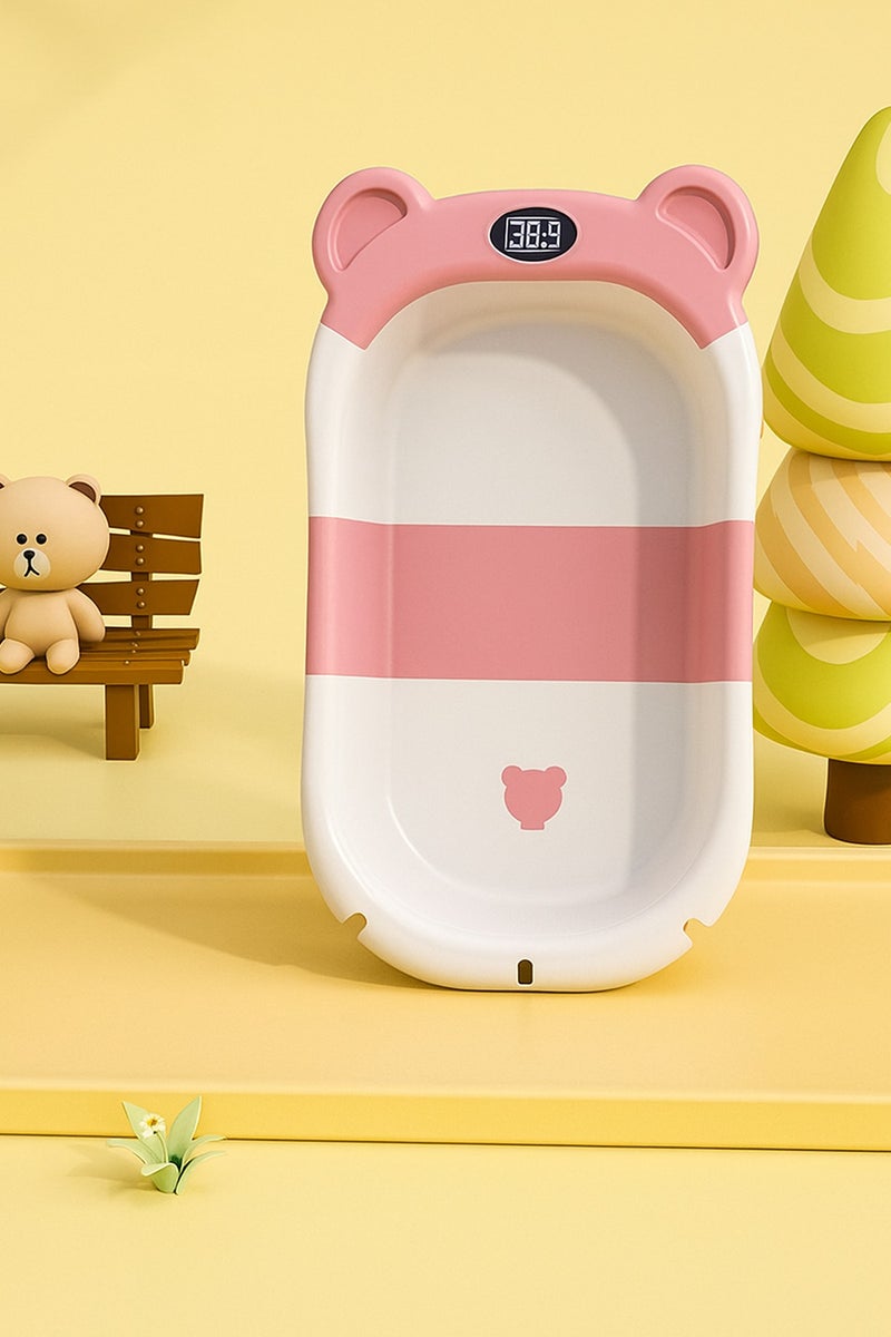 مونوج حوض استحمام للأطفال مع مقياس حرارة وفتحة تصريف للأطفال حديثي الولادة وحتى سن 40 شهرًا - Image 2