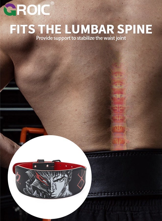 GROIC Weight Lifting Belt, Fitness Weight Lifting Belt for Men,Leather Weight Belt for Men,Double Prong Buckle with 11 Holes Adjustability,Gym Belt for Squats, Deadlift, Back Support - Image 3