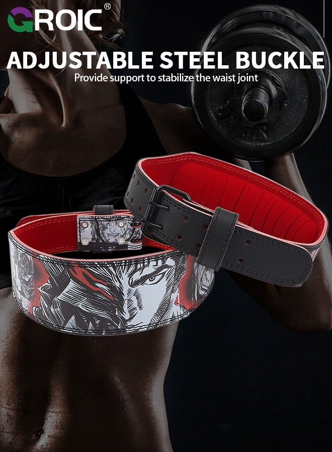 GROIC Weight Lifting Belt, Fitness Weight Lifting Belt for Men,Leather Weight Belt for Men,Double Prong Buckle with 11 Holes Adjustability,Gym Belt for Squats, Deadlift, Back Support - Image 4