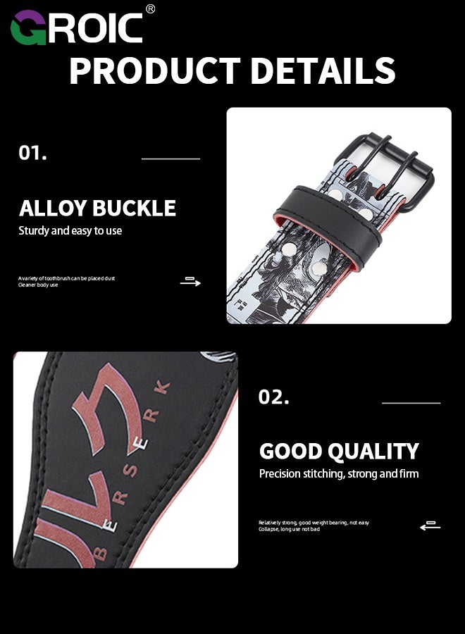 GROIC Weight Lifting Belt, Fitness Weight Lifting Belt for Men,Leather Weight Belt for Men,Double Prong Buckle with 11 Holes Adjustability,Gym Belt for Squats, Deadlift, Back Support - Image 5