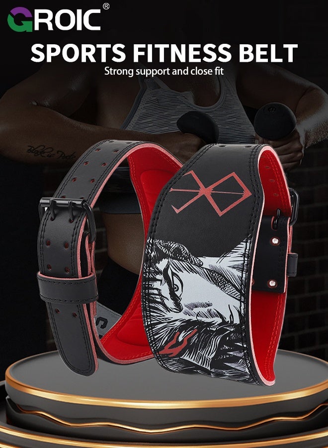 GROIC Weight Lifting Belt, Fitness Weight Lifting Belt for Men,Leather Weight Belt for Men,Double Prong Buckle with 11 Holes Adjustability,Gym Belt for Squats, Deadlift, Back Support - Image 2