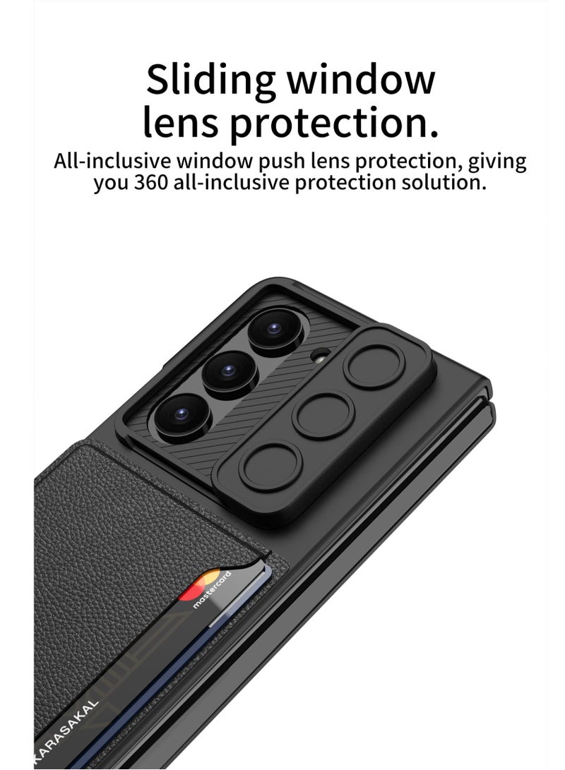 Excefore for Galaxy Z Fold 5 Case with Card Holder & Slide Camera Cover & Front Screen Protector, Slim Fit Phone Case for Samsung Z Fold 5 Case(Black)  - Image 3
