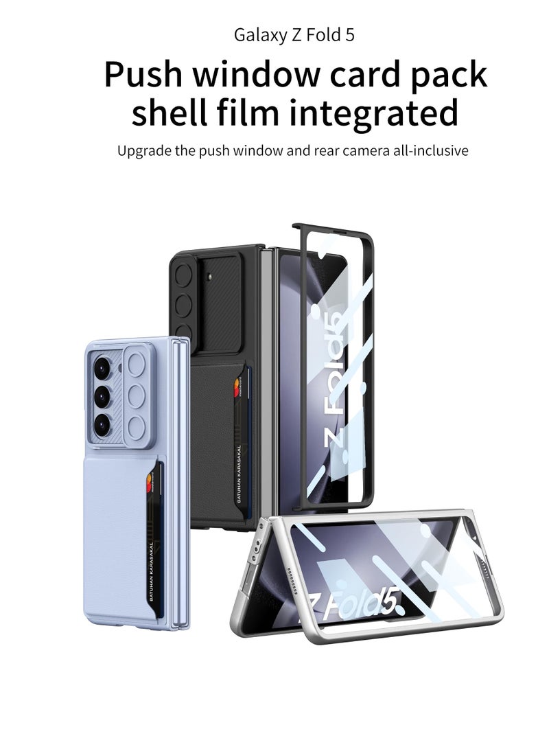 Excefore for Galaxy Z Fold 5 Case with Card Holder & Slide Camera Cover & Front Screen Protector, Slim Fit Phone Case for Samsung Z Fold 5 Case(Black)  - Image 2