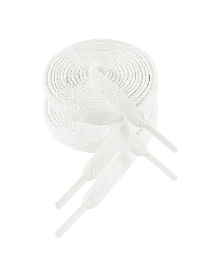 VSUDO 2 Pairs Flat Shoe Laces for Sneakers, Shoe Strings/Shoelaces for Sneakers, 01 White, 45" ( 114 CM ) - Image 1