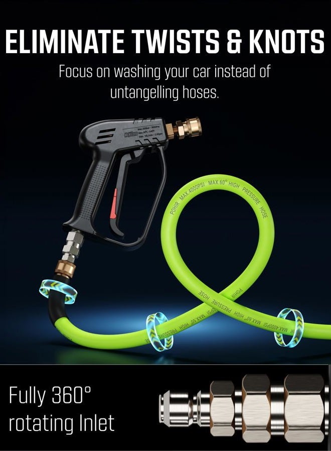 McKillans Short Pressure Washer Gun with Swivel - High Pressure Water Handle with 3/8" Male Plug and 1/4” Quick Connector Coupler - Power Washer Gun Compatible with Foam Cannon - Car Wash Foam Gun - Image 3