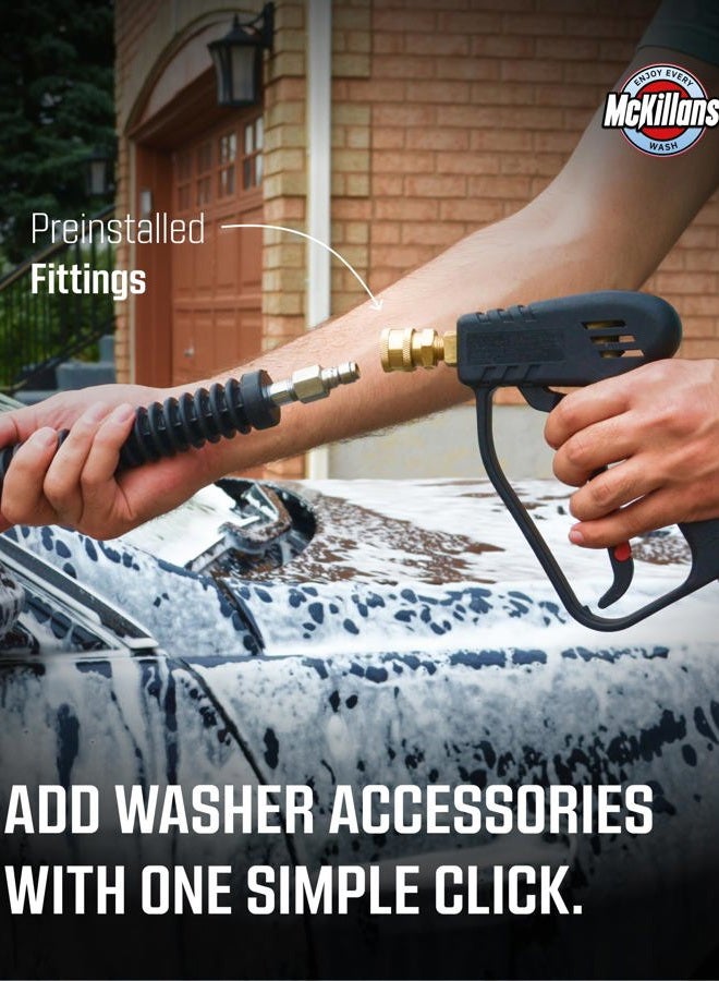 McKillans Short Pressure Washer Gun with Swivel - High Pressure Water Handle with 3/8" Male Plug and 1/4” Quick Connector Coupler - Power Washer Gun Compatible with Foam Cannon - Car Wash Foam Gun - Image 4
