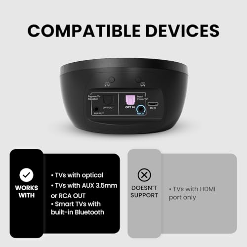 Avantree Medley Air - Wireless Earbuds for TV Listening with Clear Dialogue, Open-Ear Design for Surrounding Awareness, Bluetooth Transmitter & Headphones Charging Dock 2 in 1, Soundbar Passthrough - Image 3