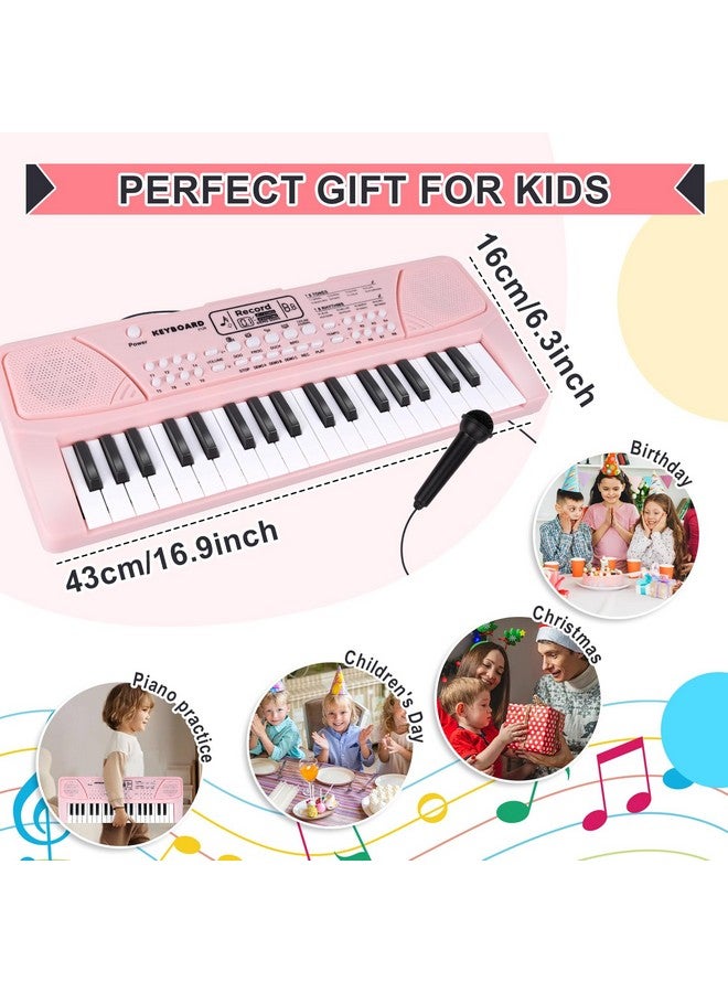 M SANMERSEN Upgraded 37 Key Kids Piano Keyboard With Microphone Music Toys For 3 4 5 6 Year Old Girls Gifts, Pink - Image 5