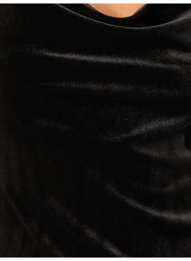 Styli Styli Velvet Cowl Neck Slip with Side Thigh Slit