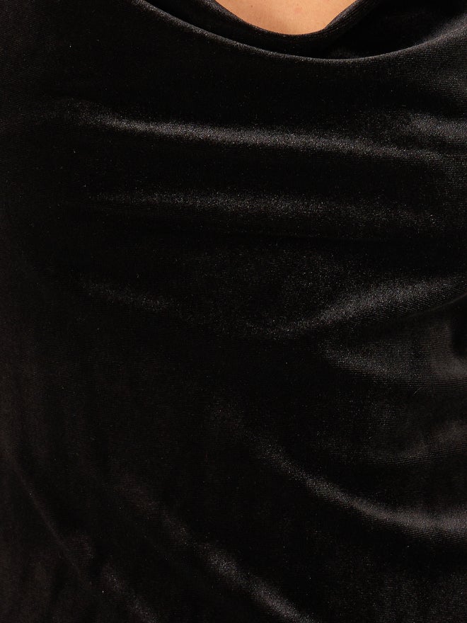 Styli Styli Velvet Cowl Neck Slip with Side Thigh Slit  - Image 2