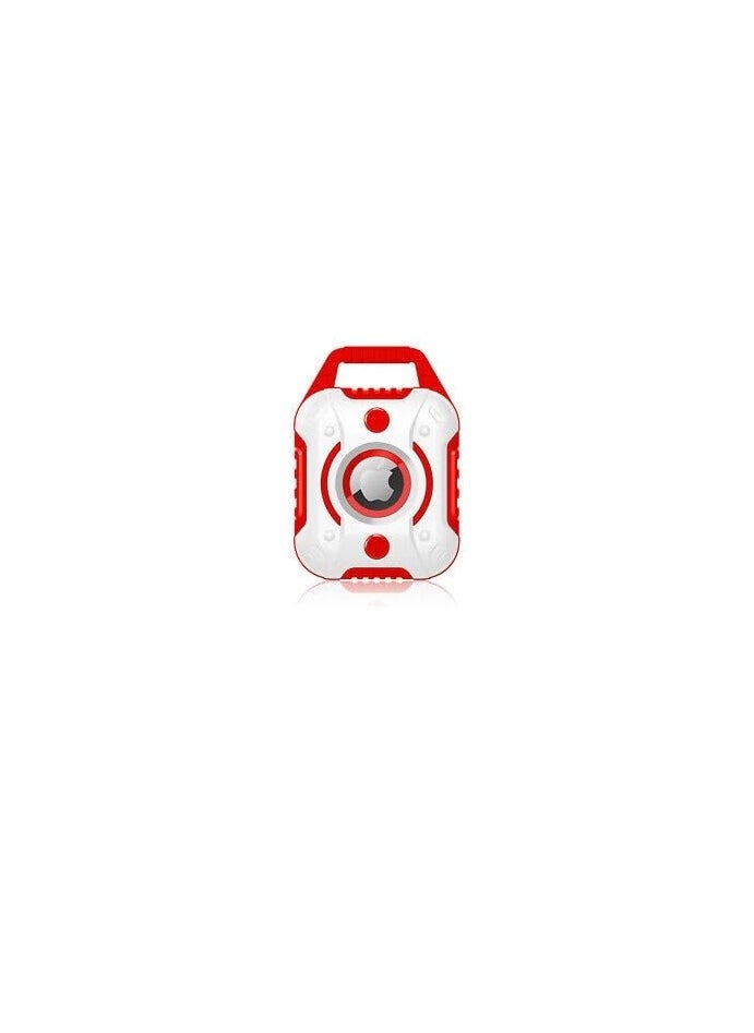 Generic - Compatible Soft Silicone Protective Case for Apple Airtag with Keychain Shield Tank GPS Shockproof Cover for Air Tag Device TPU (Red & White) - Image 1