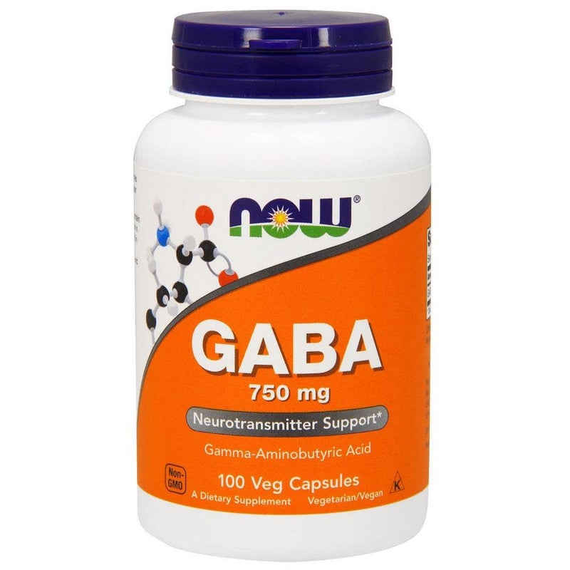 Now GABA Supplement 750 mg Capsules For Neurotransmitter Support, Pack of 100's - Image 1