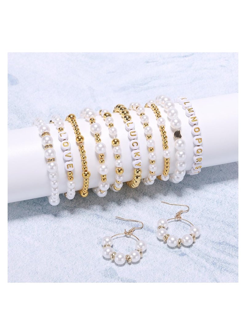 Pearl Beads for Bracelet Making Kit DIY and Gold Spacer Adults Charms Small Smooth Round Disc String Crystal Craft Jewelry Girls Gift - Image 4