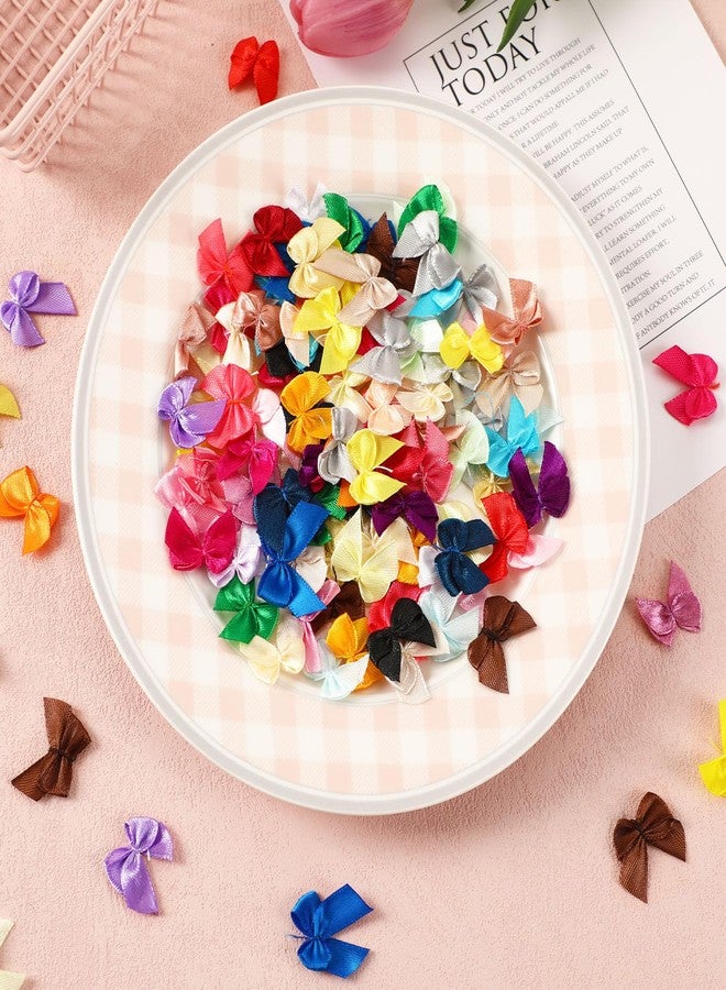 JUNEBRUSHS Mini Ribbon Bows,180 Pcs Multicolor Small Bows for Crafts Tiny Bowknot DIY Sewing Gifts Wrapping Card Making Hair Accessories Ornament Party Decorations - Image 3