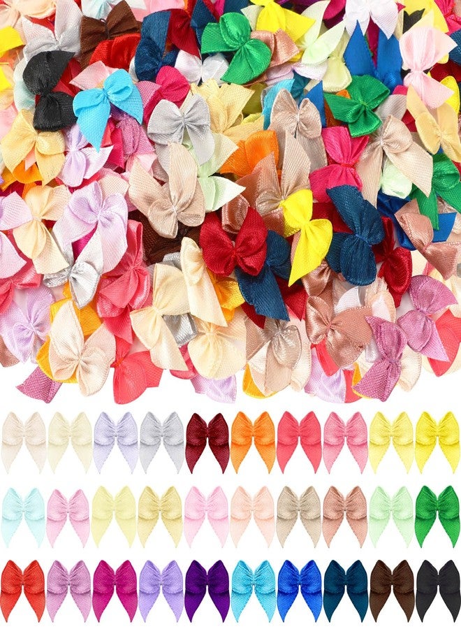 JUNEBRUSHS Mini Ribbon Bows,180 Pcs Multicolor Small Bows for Crafts Tiny Bowknot DIY Sewing Gifts Wrapping Card Making Hair Accessories Ornament Party Decorations - Image 1