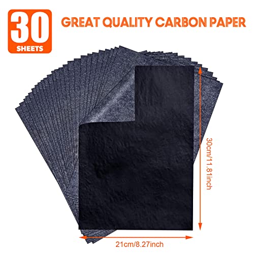 psler Carbon Paper for Tracing Graphite Transfer-Paper - PSLER 30 Pcs Black Graphite Paper for Tracing Drawing Patterns on Wood Projects Canvas Fabric Artist Lettering Sketch Drawing A4 8.27 X 11.81 Inch - Image 2
