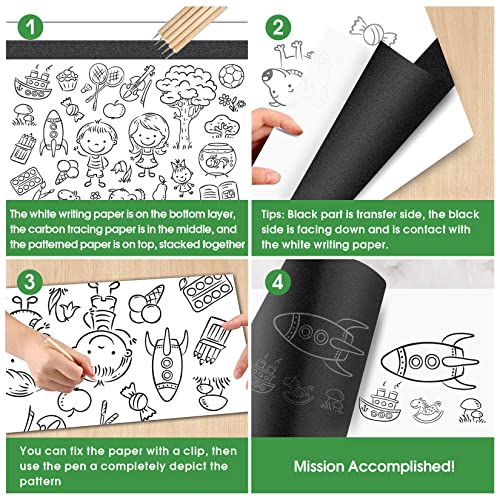 psler Carbon Paper for Tracing Graphite Transfer-Paper - PSLER 30 Pcs Black Graphite Paper for Tracing Drawing Patterns on Wood Projects Canvas Fabric Artist Lettering Sketch Drawing A4 8.27 X 11.81 Inch - Image 4