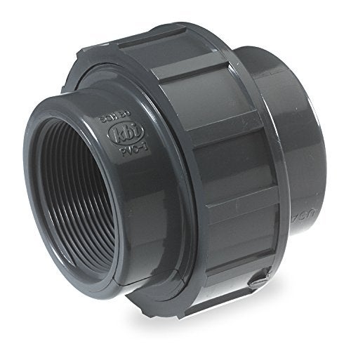 NDS U-1500-T PVC Pipe Fitting, 1-1/2-Inch Threaded Union, Schedule 80, EPDM O-Ring, 1-1/2 Inch, Gray - Image 1