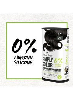 Schwarzkopf Simply Color Hair Color 1.0 Jet Black, 1 Application - Permanent Hair Dye for Healthy Looking Hair without Ammonia or Silicone, Dermatologist Tested, No PPD & PTD  - Image 5