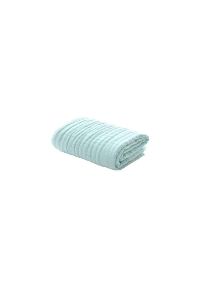 Anvi Baby Set of 3 Organic 6-Layered Muslin Bath Towels - Green, White, Blue - Image 3