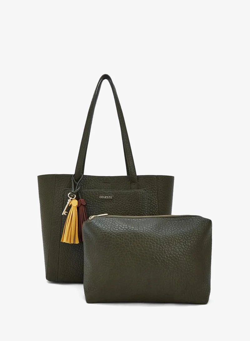 Celeste Textured School Tote Bag With Pouch - 37x13.5x28 CM