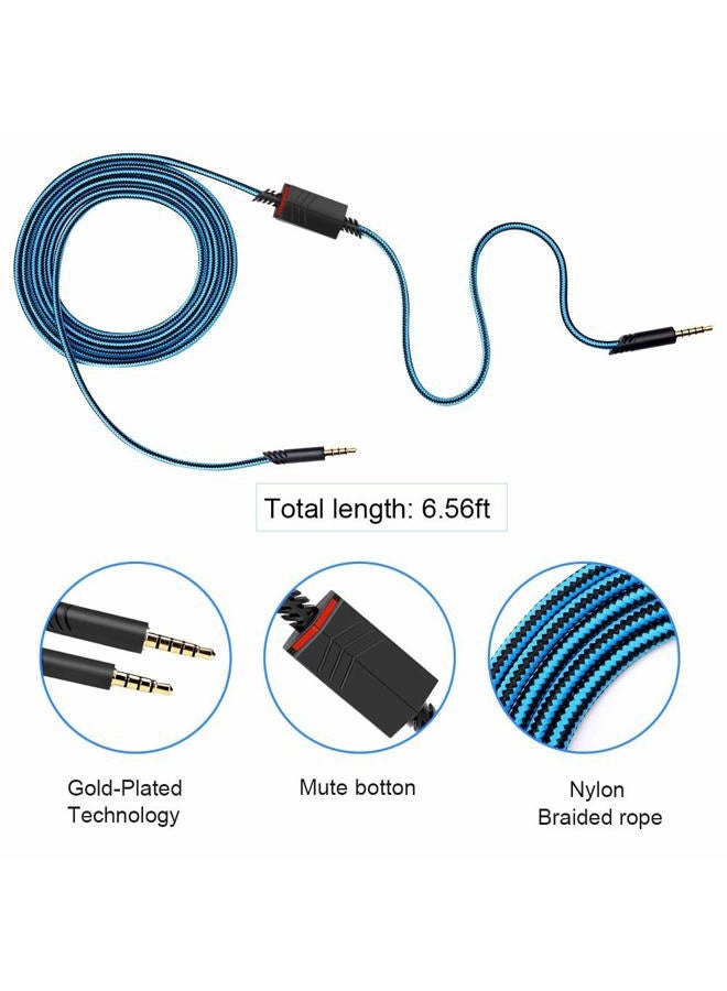 MQDITH Replacement Audio Cable Compatible with Astro A40 A40TR Gaming Headset, Inline Mute Wire and No Volume Control Cord(Blue) - Image 4