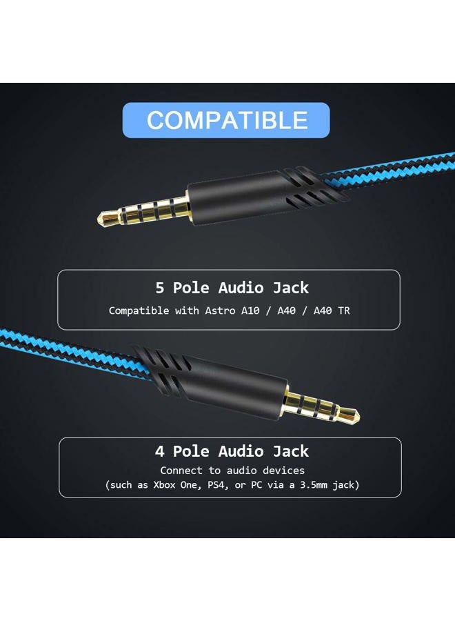 MQDITH Replacement Audio Cable Compatible with Astro A40 A40TR Gaming Headset, Inline Mute Wire and No Volume Control Cord(Blue) - Image 3