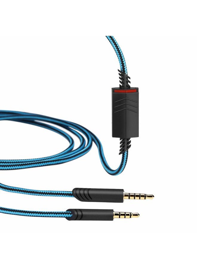 MQDITH Replacement Audio Cable Compatible with Astro A40 A40TR Gaming Headset, Inline Mute Wire and No Volume Control Cord(Blue) - Image 1