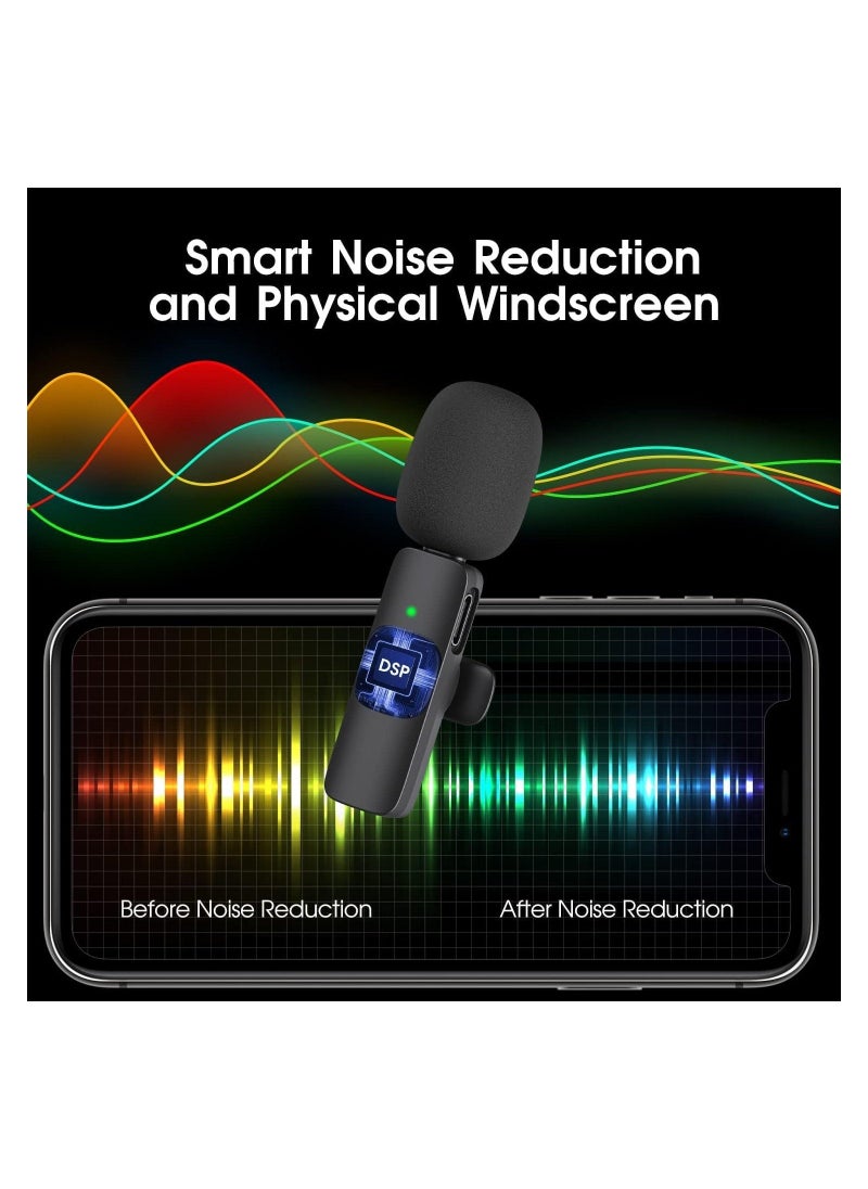 Generic - 2 Pack Wireless Lavalier Microphone for iPhone iPad, Lapel Mics Plug-Play 2.4G Ultra-Low Delay Built-in Noise Reduction Chip 8H Working Time for Video Recording Interview - Image 1