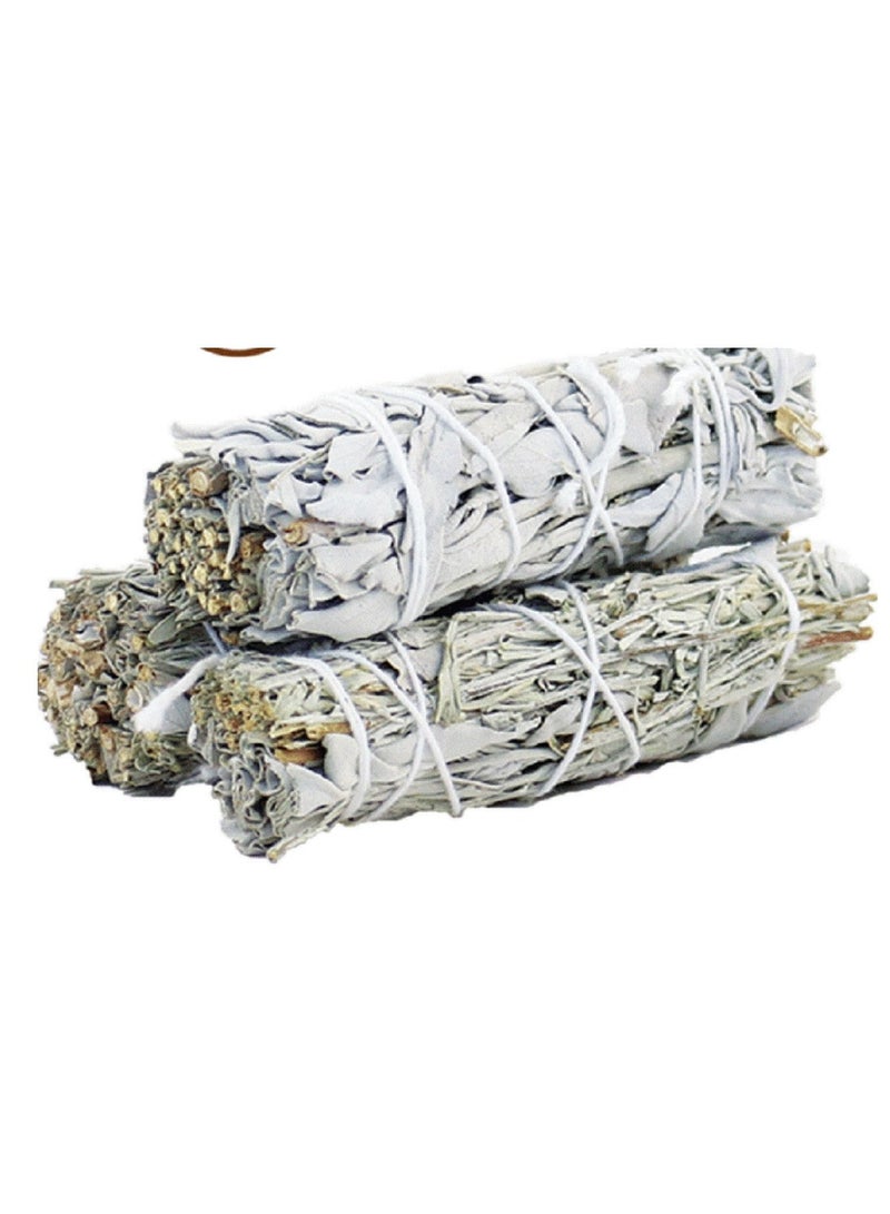 Sage Mix 4 Inch  White and Blue Pack of 3 for Meditation , Cleansing