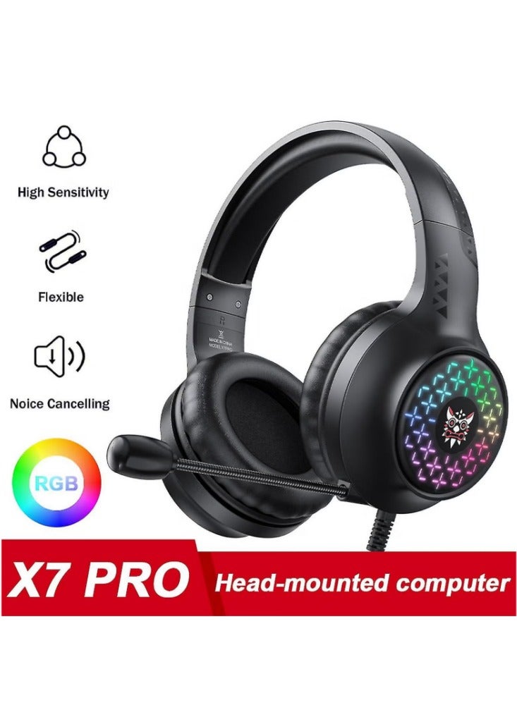 X7 Pro Wired Headphone High Fidelity Noise Reduction RGB Breathing Light 3.5mm USB Stereo Gaming Headset - Image 2