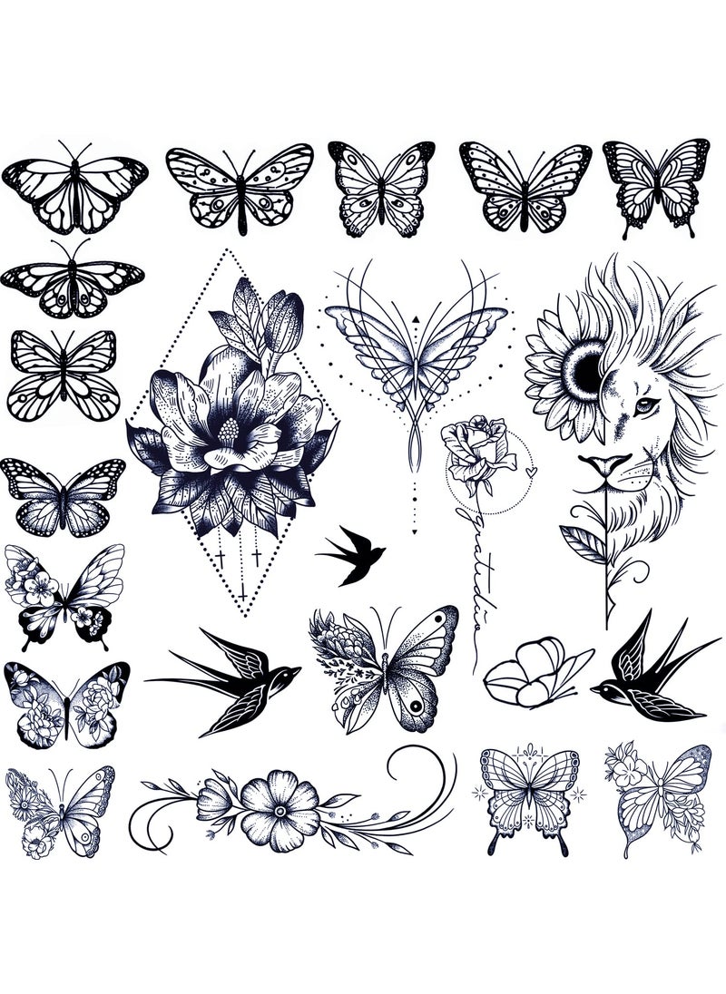 Tazimi Tazimi Semi Permanent Temporary Tattoos for Women Girls  Large Long Lasting Temporary Butterfly Flower Lion Swallow TattoosLasts 12 Weeks Waterproof Realistic Fake Tattoos 