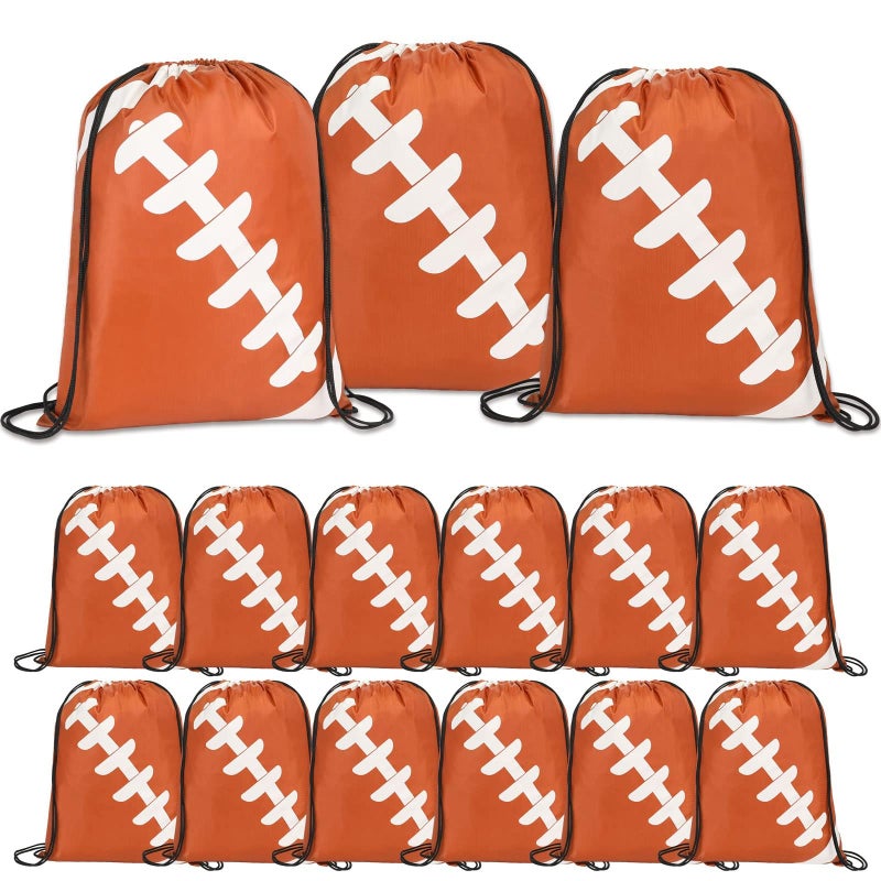 Foxtell 18 Pieces Football Drawstring Bags Football Drawstring Backpacks Party Favors Cinchs Goodie Bags for Gym Party Favors Bags - Image 2