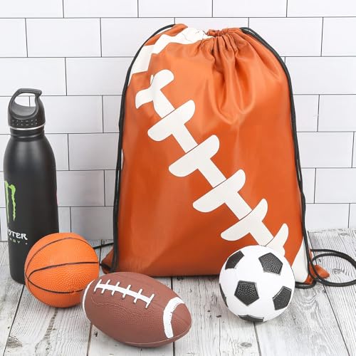 Foxtell 18 Pieces Football Drawstring Bags Football Drawstring Backpacks Party Favors Cinchs Goodie Bags for Gym Party Favors Bags - Image 3