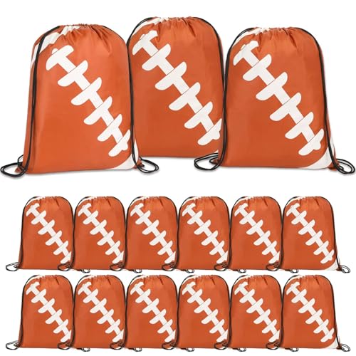 Foxtell 18 Pieces Football Drawstring Bags Football Drawstring Backpacks Party Favors Cinchs Goodie Bags for Gym Party Favors Bags - Image 1