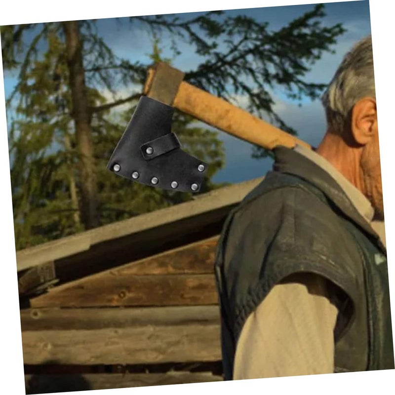 Leather Hatchet Cover Sleeve Portable Protector for Camping Hiking Barbecue Outdoor Activities - Image 4