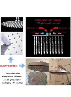 Excefore Rain Shower Head, 8 Inch Round High Pressure Showerhead, Ultra-Thin Stainless Steel 304 High Flow Rainfall Shower Head with Shower Arm  - Image 4