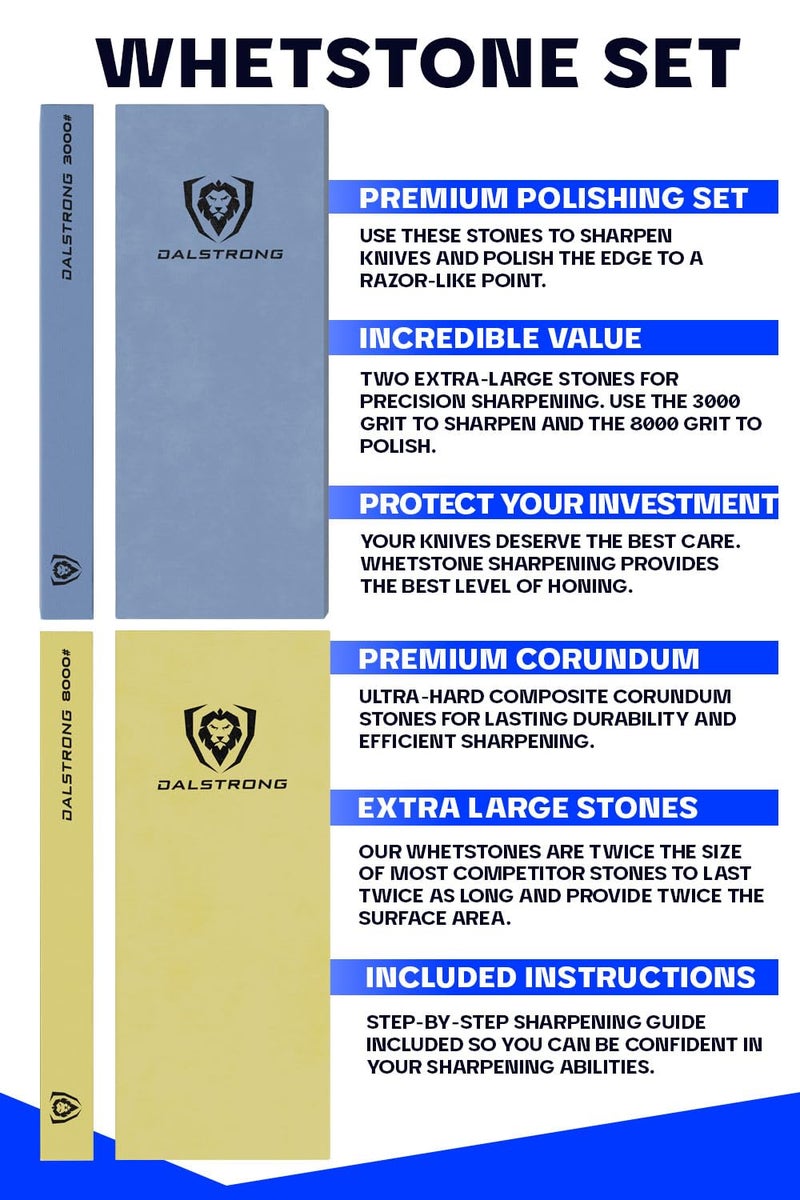 Dalstrong Premium Whetstone Kit-#3000/#8000 Knife Sharpening Kit-Gift Extra Large Grit Stones-Top-Grade Corundum-Thick Knife Sharpening Stone-Whetstone Set Knife Sharpener-Ultra-Durable - Image 5