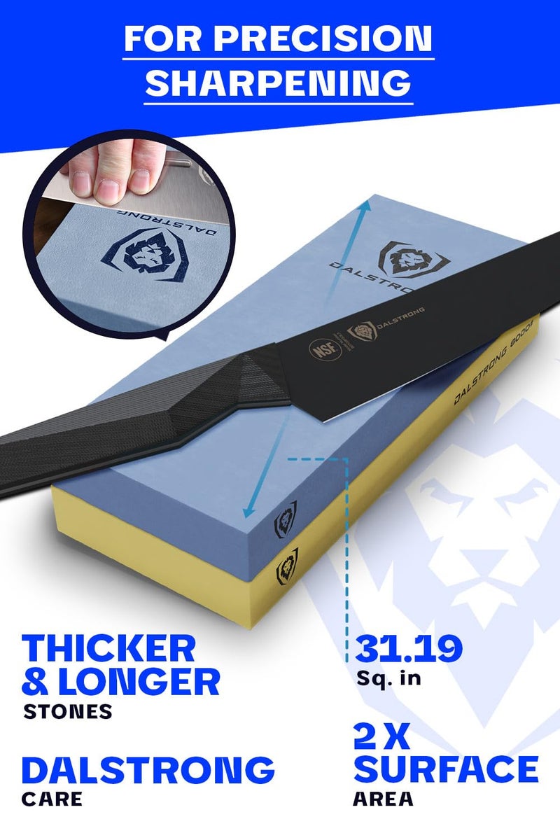 Dalstrong Premium Whetstone Kit-#3000/#8000 Knife Sharpening Kit-Gift Extra Large Grit Stones-Top-Grade Corundum-Thick Knife Sharpening Stone-Whetstone Set Knife Sharpener-Ultra-Durable - Image 3