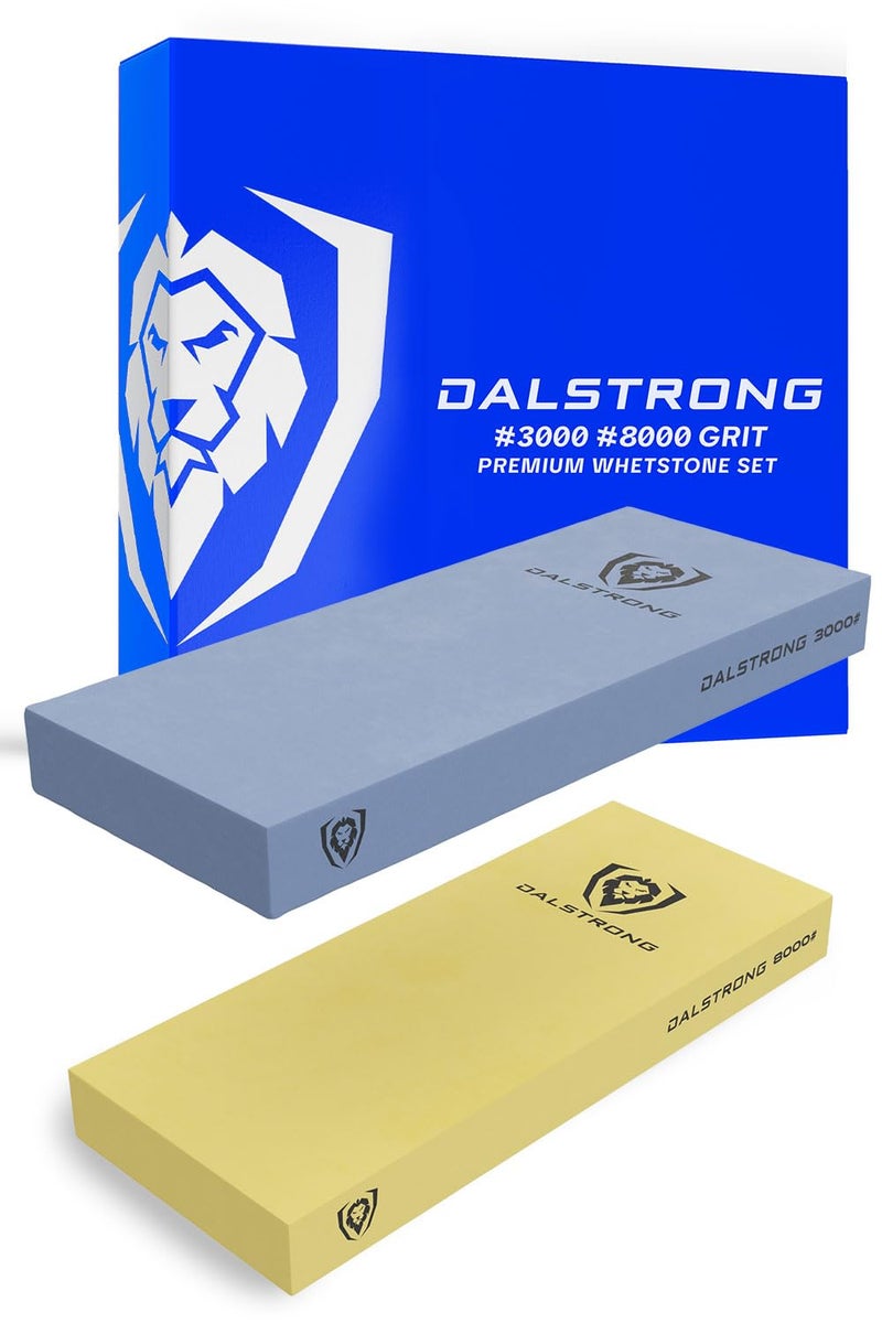 Dalstrong Premium Whetstone Kit-#3000/#8000 Knife Sharpening Kit-Gift Extra Large Grit Stones-Top-Grade Corundum-Thick Knife Sharpening Stone-Whetstone Set Knife Sharpener-Ultra-Durable - Image 1