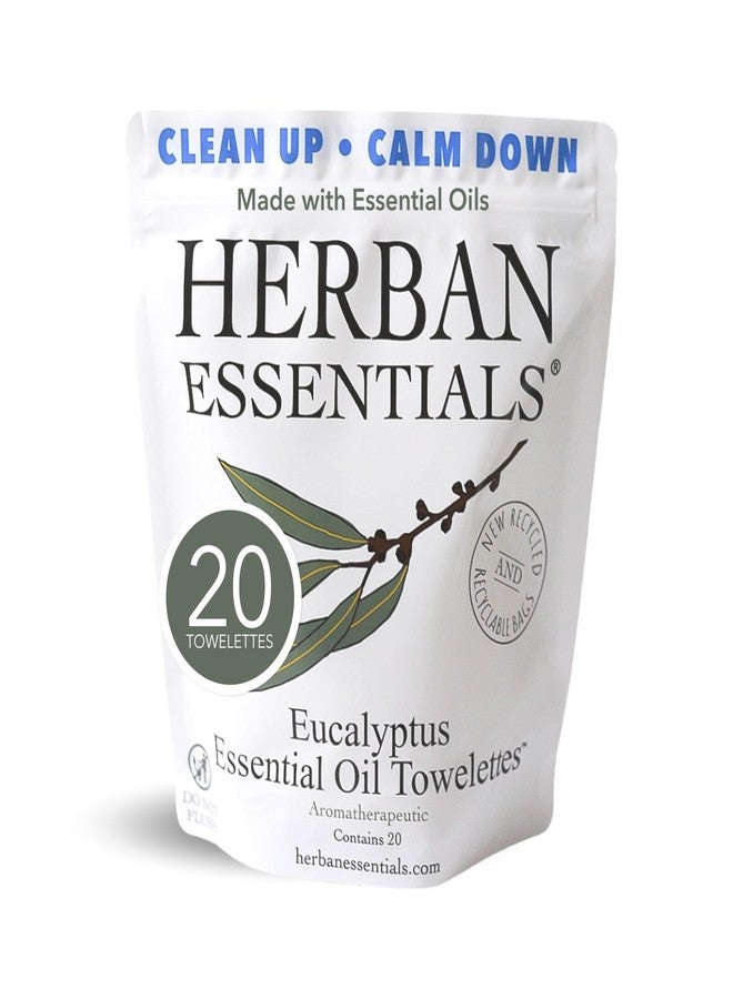 Herban Essentials - Eucalyptus Wipes & Towelettes - Essential Oil Wipes for Hands & Body - Travel Size Essentials and Toiletries - Natural, Individually Wrapped, Disposable & Moist Refresh (20 count) - Image 1
