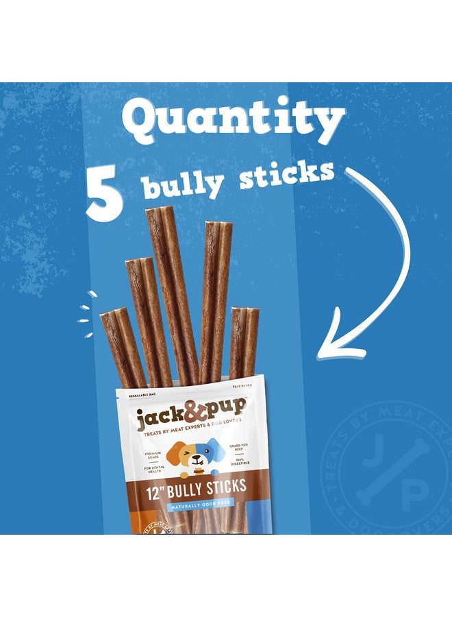 jack Jack&Pup Thick Bully Sticks 12 Inch Premium Dog Bully Sticks For Large Dogs Aggressive Chewers  All Natural Bully Sticks Odor Free 12" Large Bully Sticks, Long Lasting Dog Chews Bully Stick (5 Pack) - Image 3