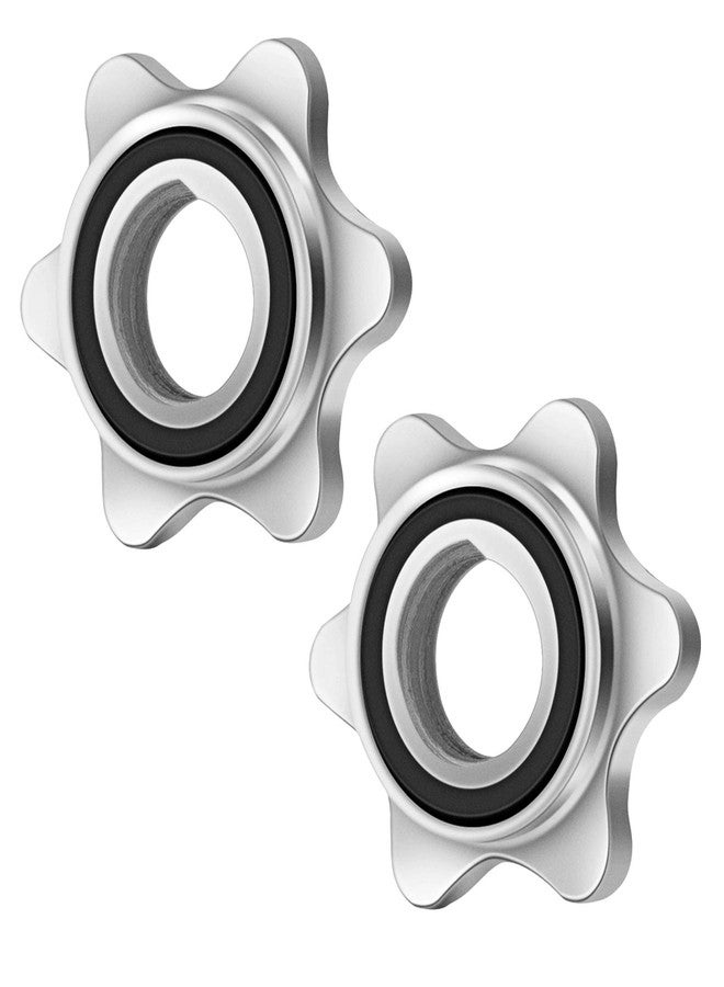 Lamoutor 2Pcs Anti-Slip Hex Nut 25mm Collar Screw for Barbell Dumbbell Weight Lifting (Silver 2pcs) - Image 1