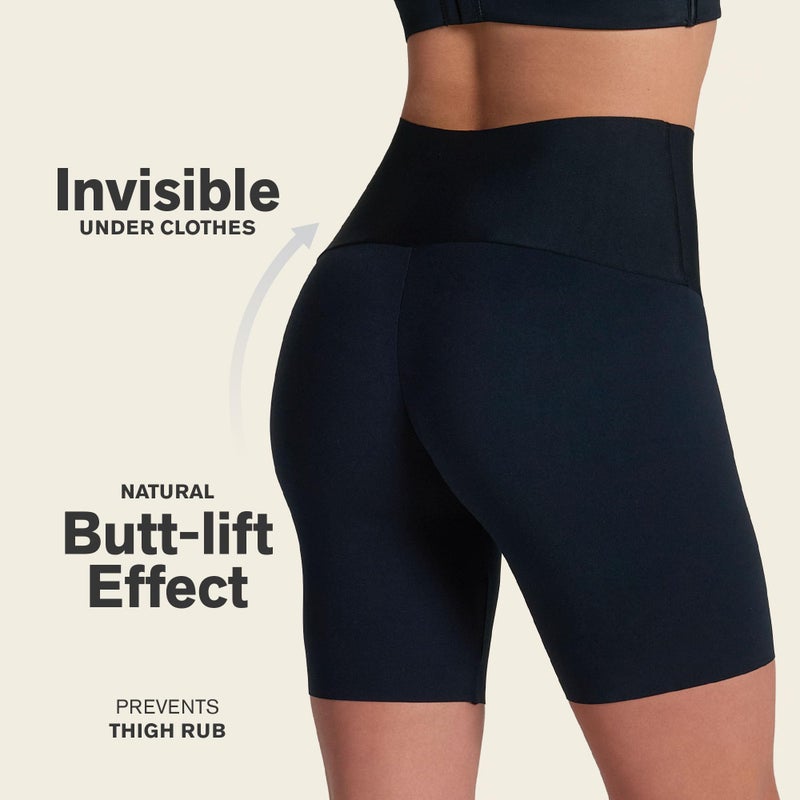Leonisa Stay-in-Place Seamless Shaper Shorts for Women - High Waisted Shapewear Tummy Control - Anti-chafing Slip Shorts Black - Image 3