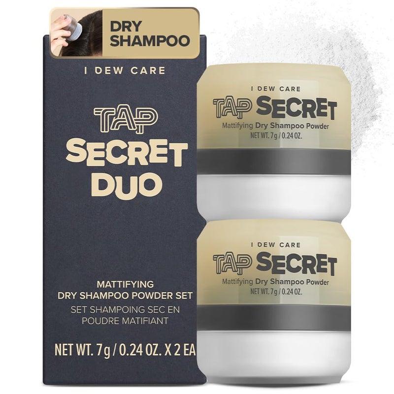 شامبو جاف توضيحي من I DEW CARE - مجموعة تابي سيكريت الأصلية المزدوجة | تقوية وزيادة الحجم، نوع مسحوق، قابلة لإعادة التعبئة، حجم سفر، غير هوائي، جينسنغ كوري، هدايا صغيرة، 0.26 أونصة * 2